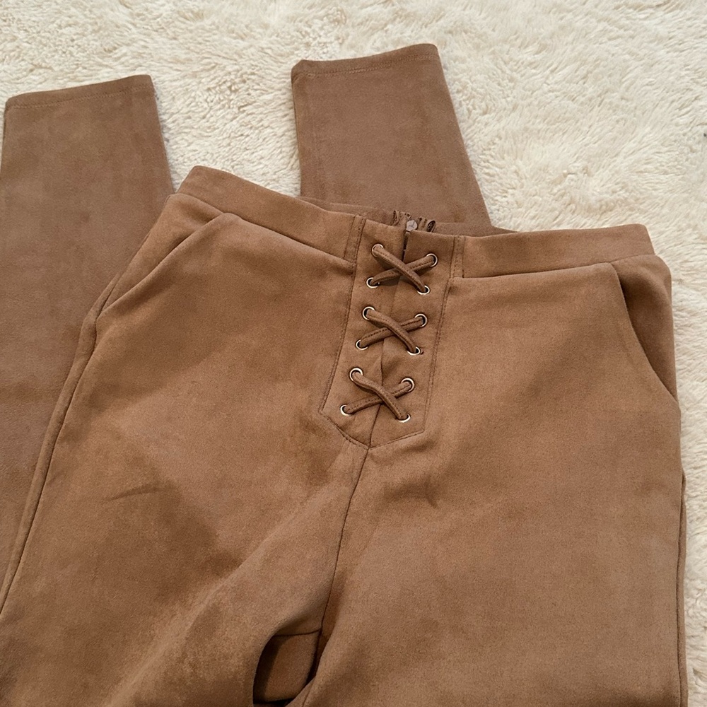 High waist double button straight pants